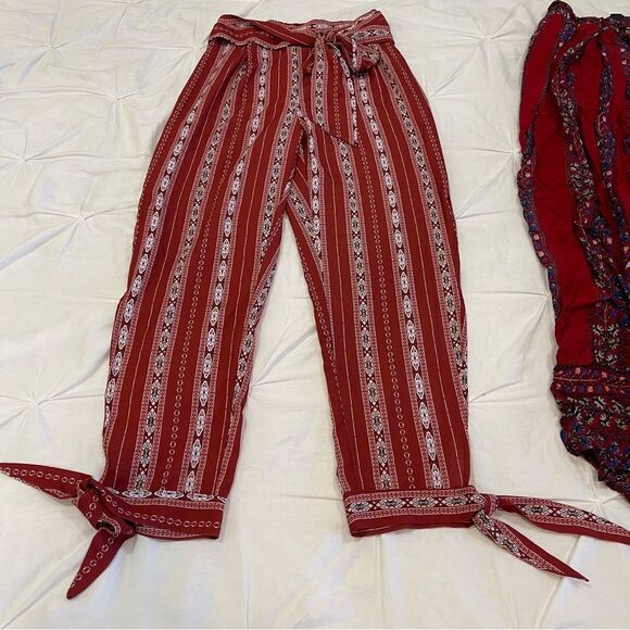 Set of 2 Shein Wide Open Leg Tribal Pattern Pants Size Small - Picture 2 of 13